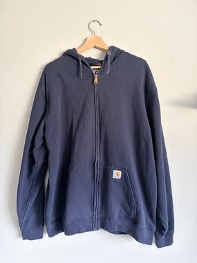 Carhartt Navy Full-Zip Hooded Sweatshirt